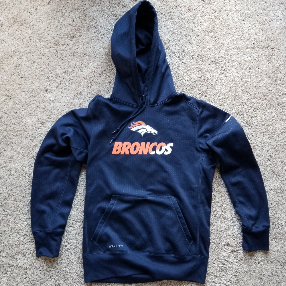 Thermal Fit Nike, NFL fleece Bronco hoody, Ladies S, Orange stripe on back